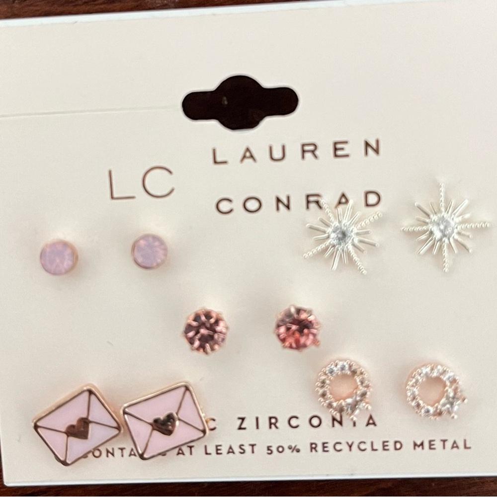 LC Lauren Conrad Pink and Silver Earring Set